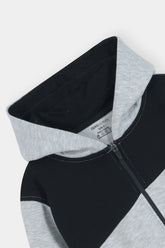 Stylish Two-Tone ' Tracksuit Set: Grey and Black Hoodie with Matching Joggers